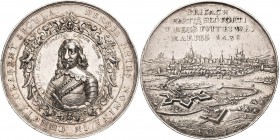 Sachsen-Mittel-Weimar 1603-1640
Bernhard + 1639 Silbermedaille 1638 (J. Blum) Auf die Einnahme der belagerten Stadt Breisach durch den Herzog am 3. D...