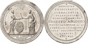 Sachsen-Weimar-Eisenach
Ernst August 1728-1748 Zinnmedaille 1741 (A. Vestner) Vereinigung der Herzogtümer Weimar und Eisenach. Unter dem strahlenden ...