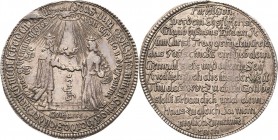 Sachsen-Gotha (Gotha-Altenburg)
Ernst der Fromme 1640-1675 Taler 1669, o.Mzz.-Gotha Auf die Vermählung seines Sohnes Friedrich mit Magdalena Sibylla ...