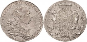 Sachsen-Gotha (Gotha-Altenburg)
Ernst II. Ludwig 1772-1804 Taler (= 2/3 Konventionstaler) 1774, LCK-Saalfeld Geharnischtes Brustbild nach rechts / Wa...