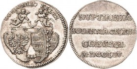 Sachsen-Coburg-Saalfeld
Franz Josias 1745-1764 Silberabschlag des Dukaten 1754, Saalfeld Auf die Vermählung seiner Tochter Friederike Karoline mit Ch...