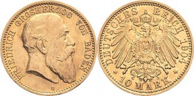 Baden
Friedrich I. 1856-1907 10 Mark 1904 G Jaeger 190 Fast vorzüglich/vorzüglich