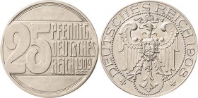 Proben und Abschläge Kleinmünzen
 25 Pfennig 1908/1909 ohne Münzzeichen Kupfer-Nickel-Zink. Glatter Rand. 23,1 mm, 5,08 g Schaaf 18 G 38 Slg. Beckenb...