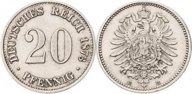 Kleinmünzen
 20 Pfennig 1873 E Jaeger 5 Sehr selten. Sehr schön+