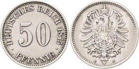 Kleinmünzen
 50 Pfennig 1875 E Jaeger 7 Sehr selten. Sehr schön-vorzüglich