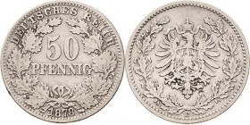 Kleinmünzen
 50 Pfennig 1878 E Jaeger 8 Selten. Fast sehr schön