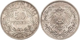 Kleinmünzen
 50 Pfennig 1896 A Jaeger 15 Vorzüglich-Stempelglanz