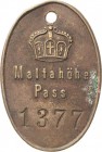 Deutsch-Südwestafrika
 Einseitige hochovale Bronze-Kontrollmarke o.J. Maltahöhe Pass. Kaiserkrone über Schrift, darunter eingestanzte Kontrollnummer ...
