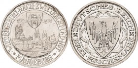 Gedenkausgaben
 3 Reichsmark 1931 A Magdeburg Jaeger 347 Revers winz. Fleck, Polierte Platte