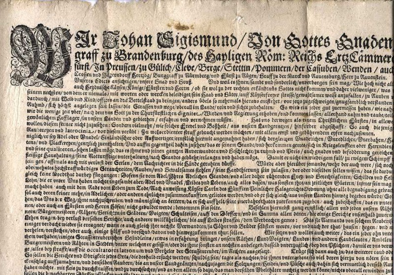 Brandenburg Verordnung 1612. Verordnung gegen das Strauchreiten, Rauben und Steh...