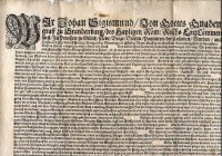 Brandenburg Verordnung 1612. Verordnung gegen das Strauchreiten, Rauben und Stehlen&quot;. Insbesondere der Ritter und Adeligen. Ihnen sollen alle Tit...