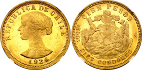 Chile 100 Pesos 1926 So NGC MS64+