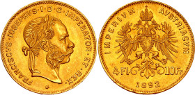Austria 4 Florin / 10 Francs 1892 Restrike