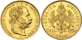 Austria 8 Florin / 20 Francs 1892 Restrike