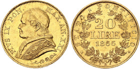 Italian States Papal States 20 Lire 1866