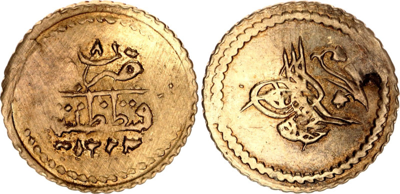 Ottoman Empire 1/4 Zeri Mahbub 1814 AH 1223//8

KM# 608, N# 98939; Gold (.963)...