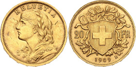 Switzerland 20 Francs 1909 B