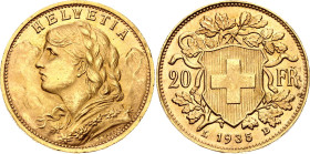 Switzerland 20 Francs 1935 (1945-1947) LB Restrike
