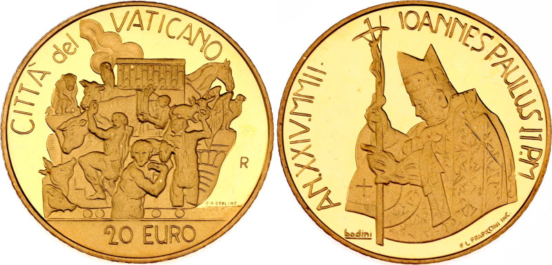 Vatican 20 Euro 2002 XXIV R

KM# 361, N# 122529; Gold (.917) 6.00 g., Proof; J...