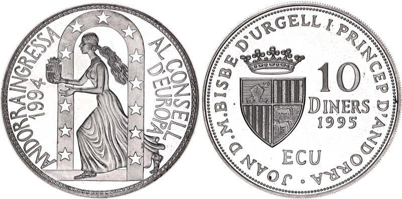 Andorra 10 Diners 1995

KM# 108, N# 59404; Silver, Proof; Admission to the Cou...