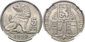 Belgium 5 Francs 1939 NGC MS64