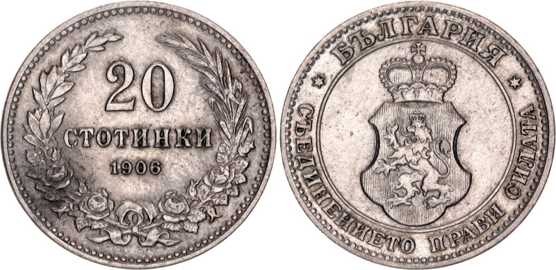 Bulgaria 20 Stotinki 1906

KM# 26, N# 4737; Copper-nickel; Ferdinand I; Kremni...