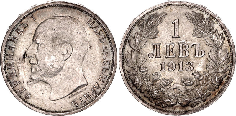 Bulgaria 1 Lev 1913

KM# 31, N# 12345; Silver; Ferdinand I; UNC with mint lust...