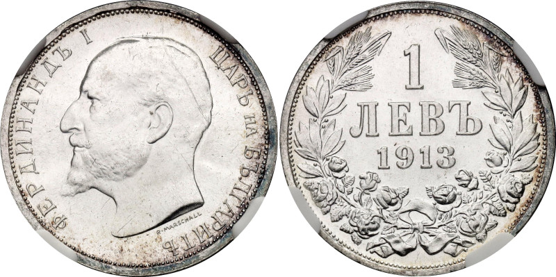 Bulgaria 1 Lev 1913 NGC UNC

KM# 31, N# 12345; Silver ; Ferdinand I (1887-1918...