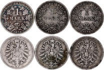 Germany - Empire 3 x 1 Mark 1874  - 1876