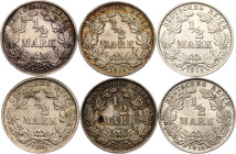 Germany - Empire 6 x 1/2 Mark 1905  - 1916