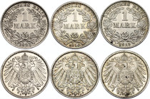 Germany - Empire 3 x 1 Mark 1911  - 1915