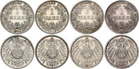 Germany - Empire 4 x 1 Mark 1914  - 1915