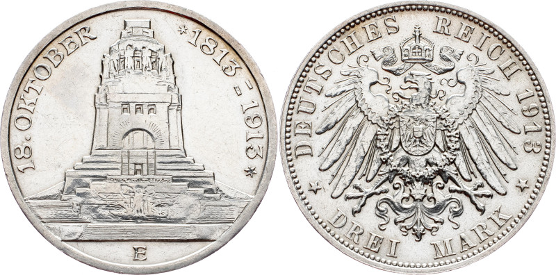 Germany - Empire Saxony-Albertine 3 Mark 1913 E

KM# 1275, J. 140, N# 13478; S...