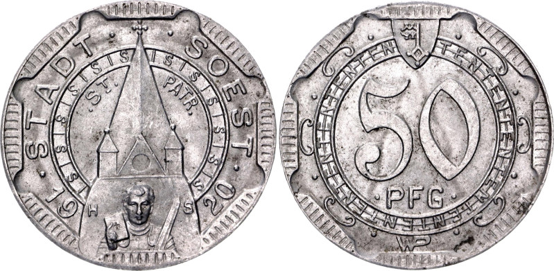 Germany - Weimar Republic Prussia Westphalia Stadt Soest 50 Pfennig 1920 Notgeld...
