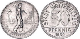 Germany - Weimar Republic Prussia Westphalia Stadt Wattenscheid 50 Pfennig 1920 Notgeld