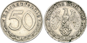 Germany - Third Reich 50 Reichspfennig 1938 A Die Crack Error