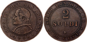 Italian States Papal States 2 Soldi 1866 XXI R