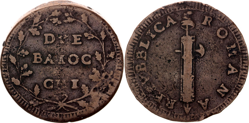 Italian States Roman Republic 2 Baiocchi 1799 (ND)

KM# 7.5, N# 70428; Copper;...