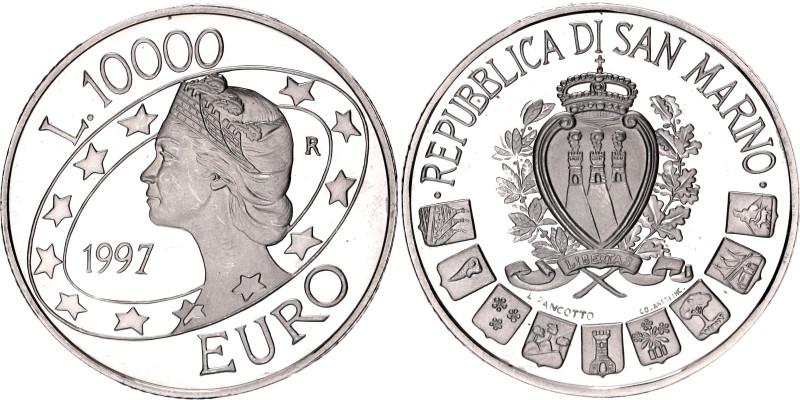 San Marino 10000 Lire 1997 R

KM# 372, N# 52855; Silver, Proof; Millennium; Mi...