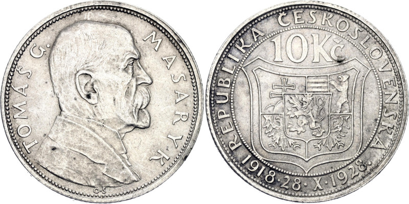 Czechoslovakia 10 Korun 1928

KM# 12, Schön# 17, N# 12621; Silver; 10th Annive...