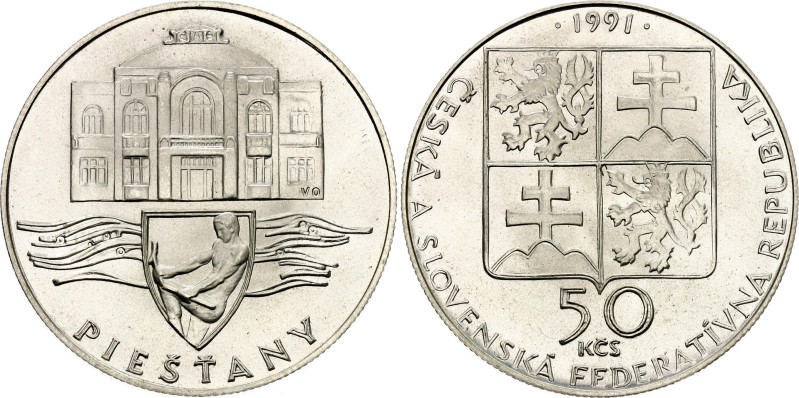 Czechoslovakia 50 Korun 1991

KM# 155, N# 18691; Silver; Piešťany; Mintage: 75...