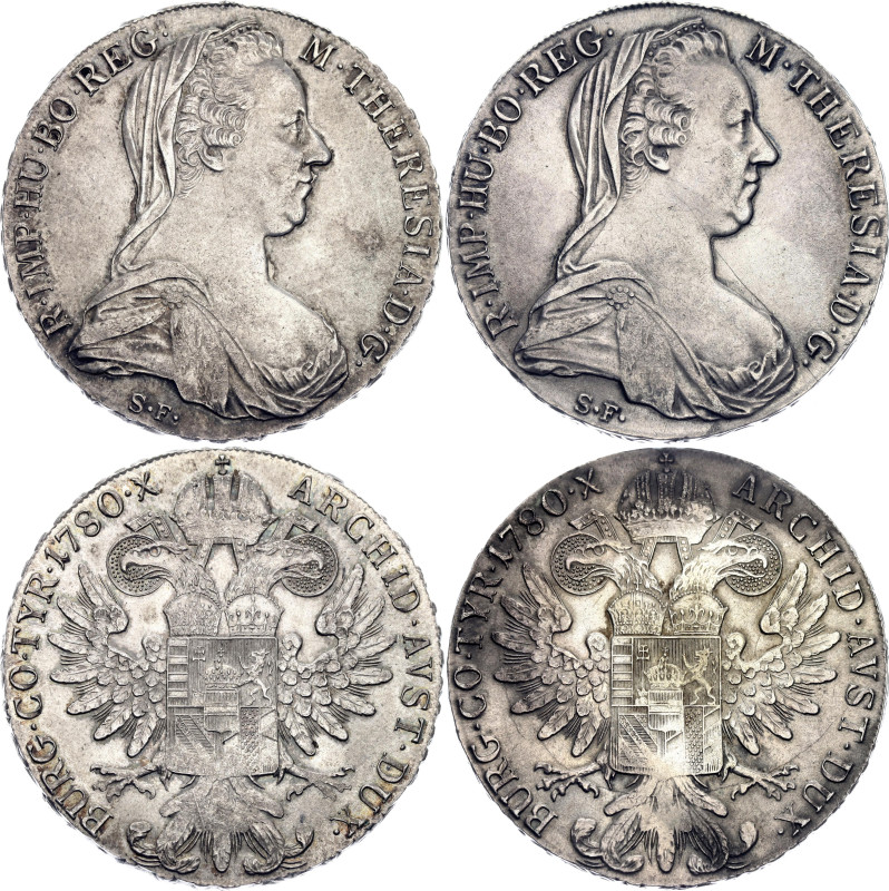Austria 2 x 1 Taler 1780 SF Restrike

KM# T1, Y# 55, N# 7393; Silver; Maria Th...
