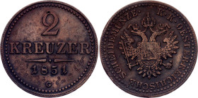 Austria 2 Kreuzer 1851 G