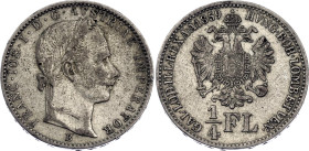 Austria 1/4 Florin 1859 B