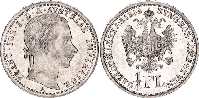 Austria 1/4 Florin 1862 A

KM# 2214, N# 13806; Silver; Franz Joseph I; UNC wit...