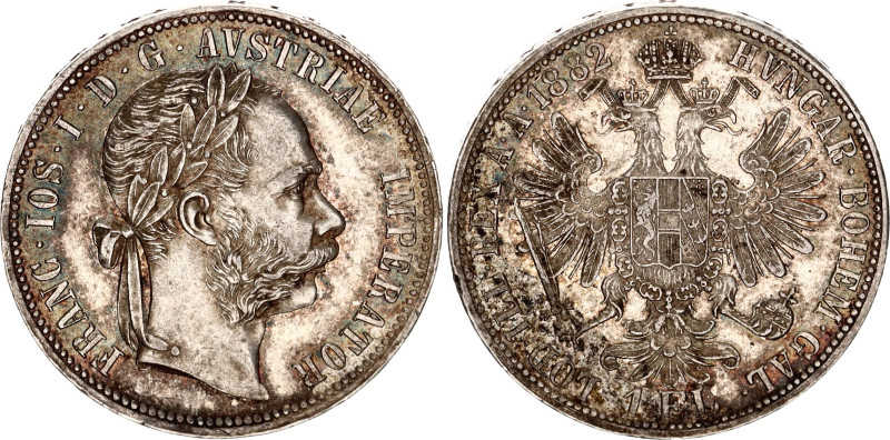 Austria 1 Florin 1882

KM# 2222, N# 4726; Silver; Franz Joseph I; XF/AUNC with...