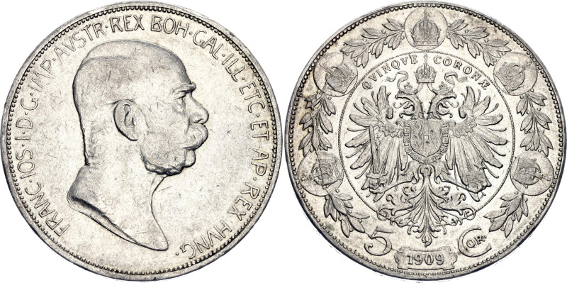 Austria 5 Corona 1909

KM# 2814, N# 14761; Silver; Franz Joseph I; XF+; Mint l...