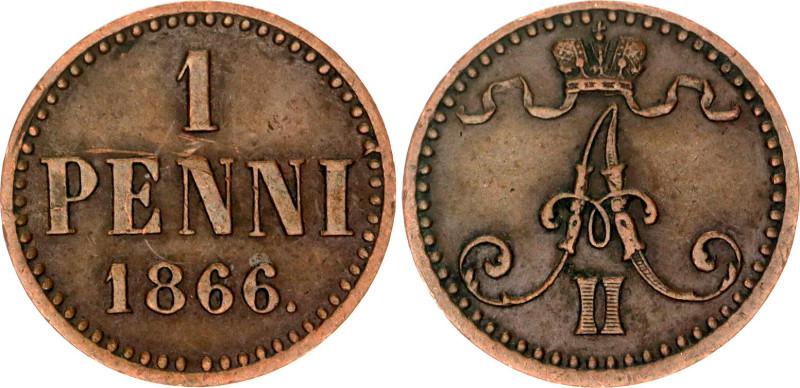 Russia - Finland 1 Penni 1866

Bit# 666; Copper 1.28 g.; XF