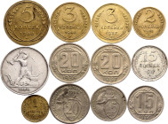 Russia - USSR Lot of 12 Coins 1924 - 1941