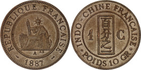 French Indochina 1 Cent 1887 A
